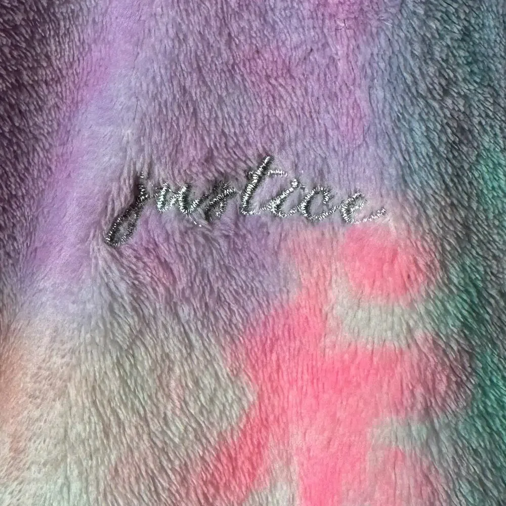 Justice Girls Plush Oversized Hoodie Sleep Shirt Tie Dye Lounge Wear Size S/M